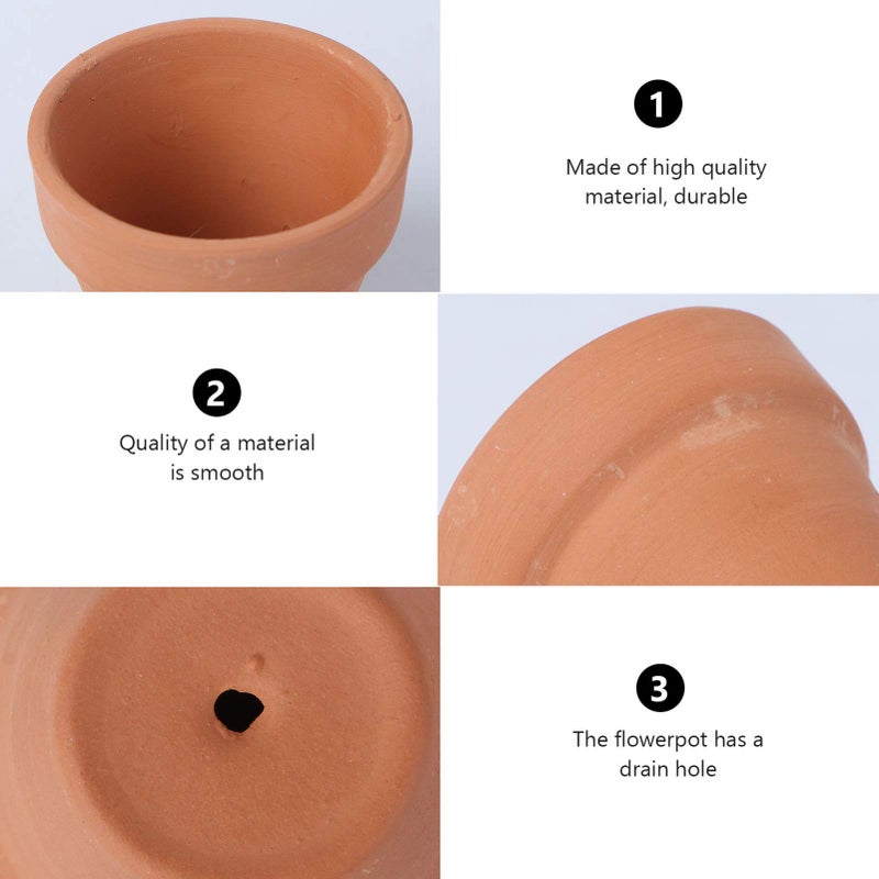 OUNONA 10Pcs Small Terracotta Pots 1.8X1.6 Inch Clay Ceramic Succulent Flower Pots with Drainage Holes for Plants Crafts Wedding Favors - Image 5